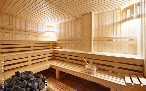 Large Finland-style sauna interior