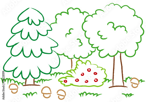 drawing children with forest