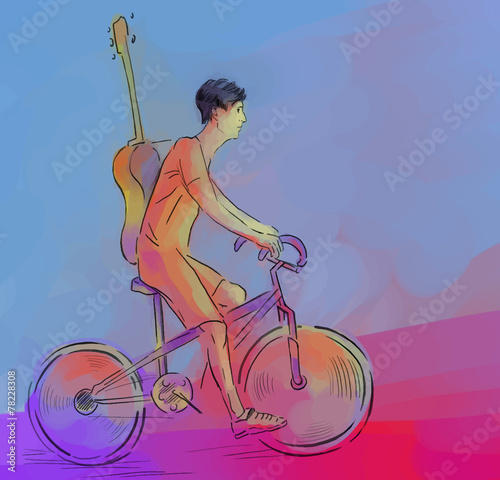 Bicycle original hand drawn vector illustration.