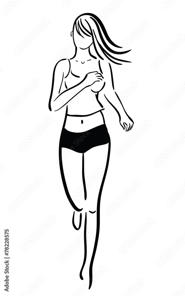 Stylization running girl vector illustration Stylization running girl vector illustration