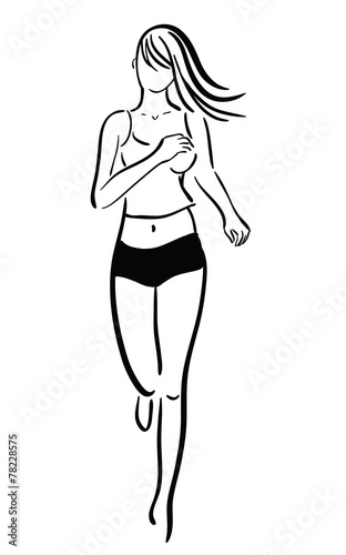 Stylization running girl vector illustration