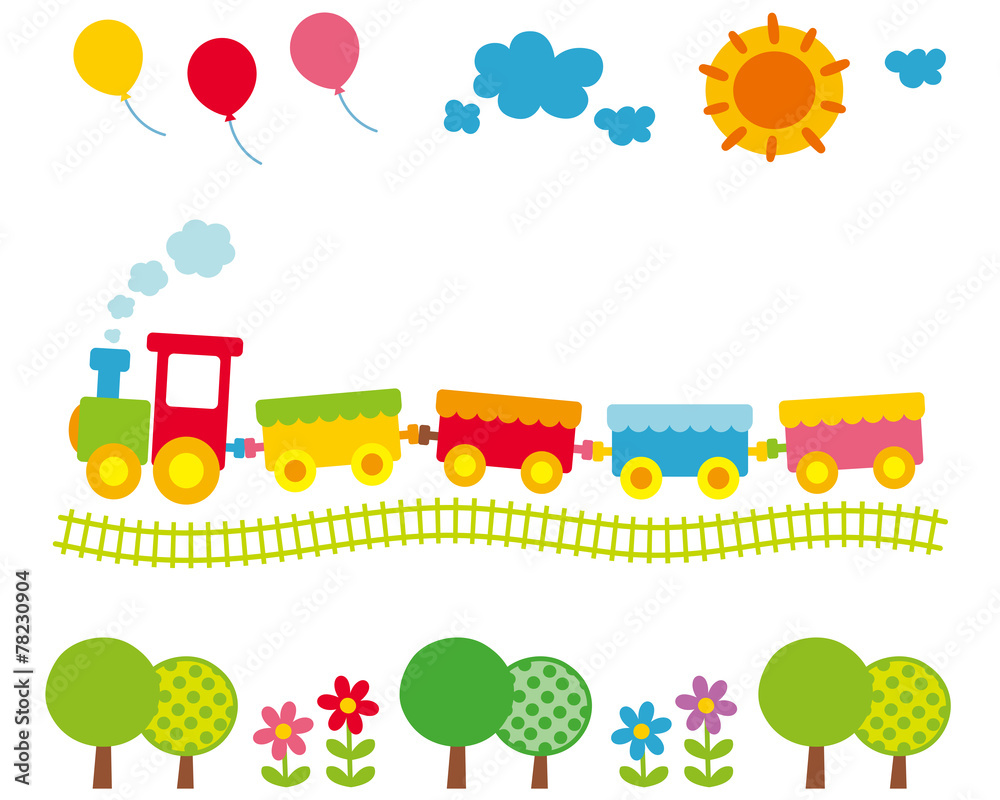 子供向け素材 汽車とお日様 Stock イラスト Adobe Stock