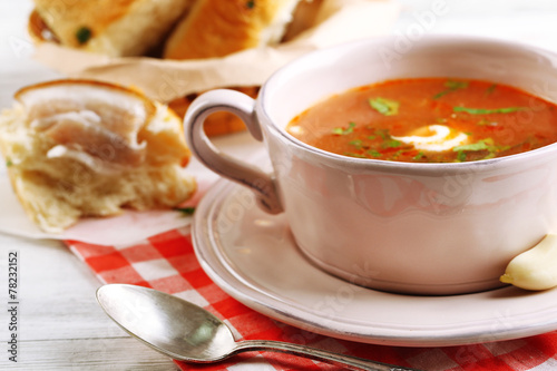 Ukrainian beetroot soup - borscht,