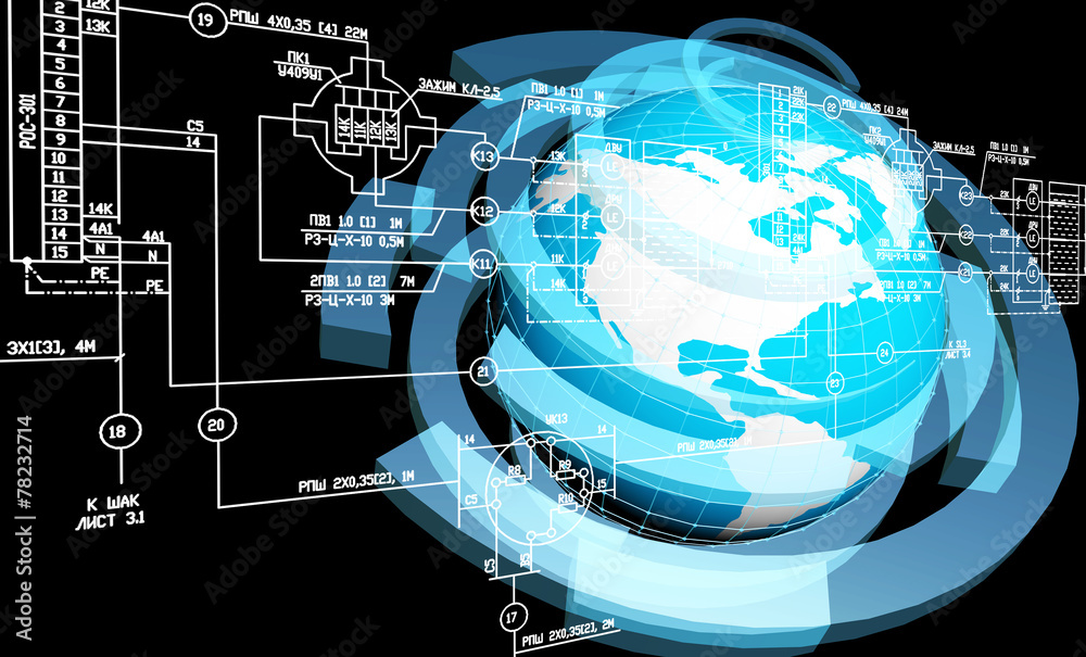 Obraz premium Creation industrial engineering computer connection technology
