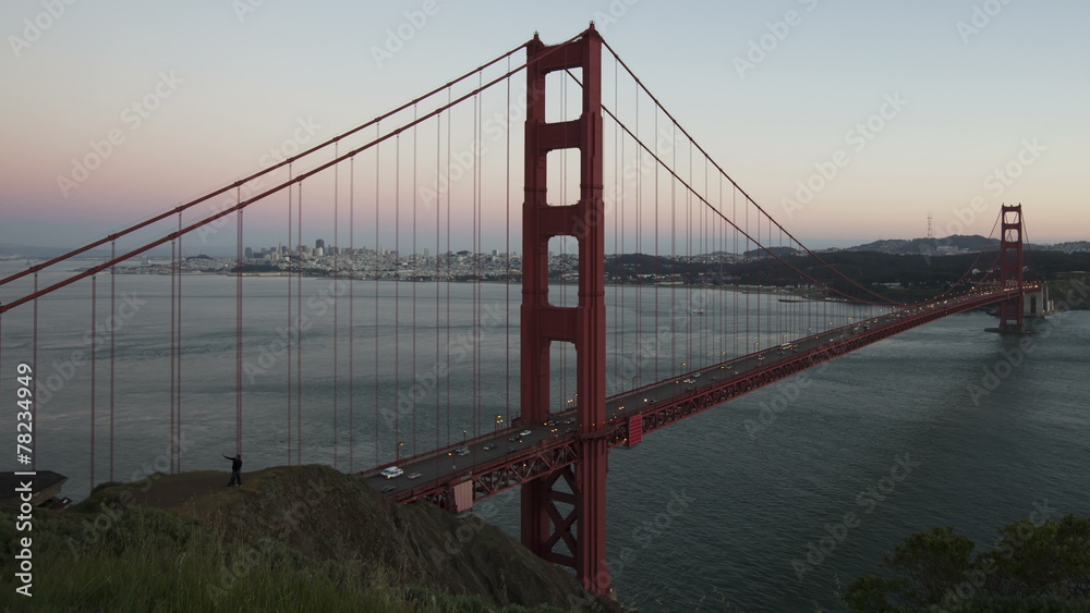 4K Time lapse close up Golden Gate Bridge Twilight to night 4K Time lapse close up Golden Gate Bridge Twilight to night