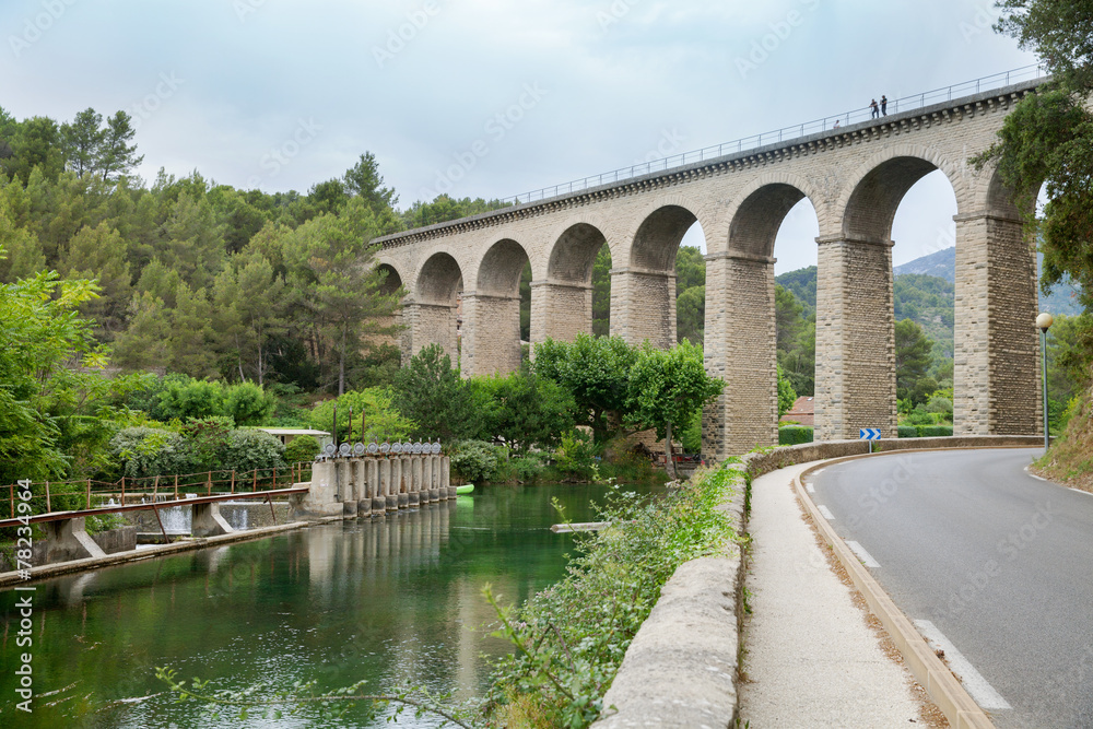 The aqueduct in Fontaine-de-Vaucluse, France