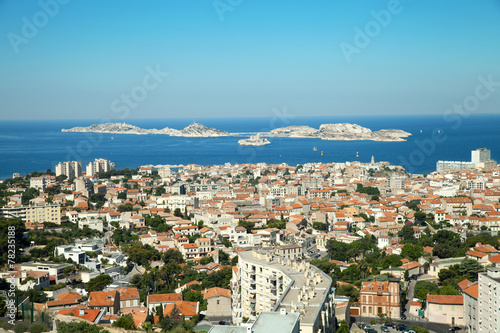 The view of Marseille's water area with the Chateau d'If © anrymos