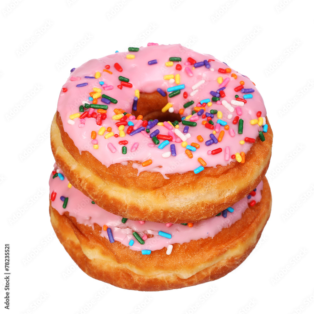Donuts with sprinkles isolated on white