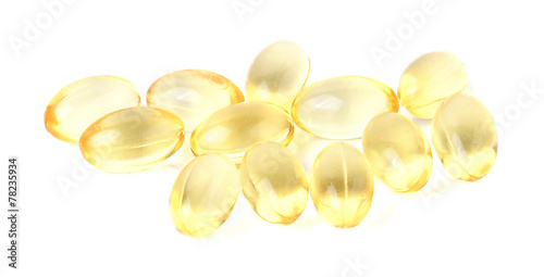 Lecithin gel vitamin supplement capsules isolated on white backg