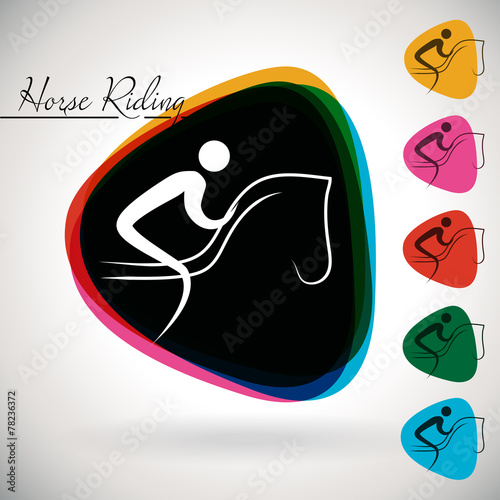 Sports Event icon-Horse Riding. 1 Multicolor & 5 monotone