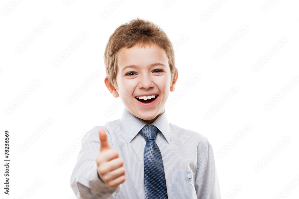 Smiling young businessman child boy gesturing thumb up success s Smiling young businessman child boy gesturing thumb up success s