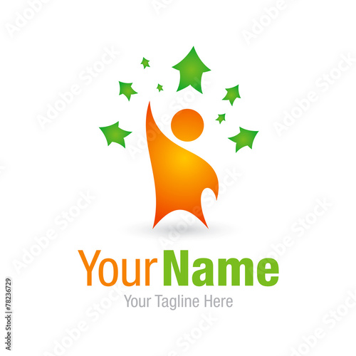 One success gold business entrepreneur star simple icon logo