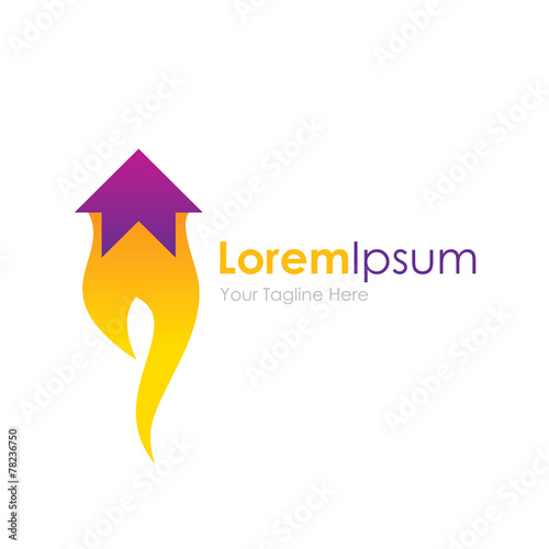 Arrow on fire burning in flames simple business icon logo