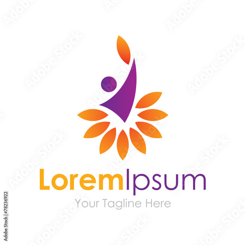 Happy man in flower eco nature simple business icon logo