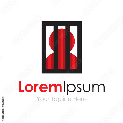 Man silhouette behind bars simple business icon logo