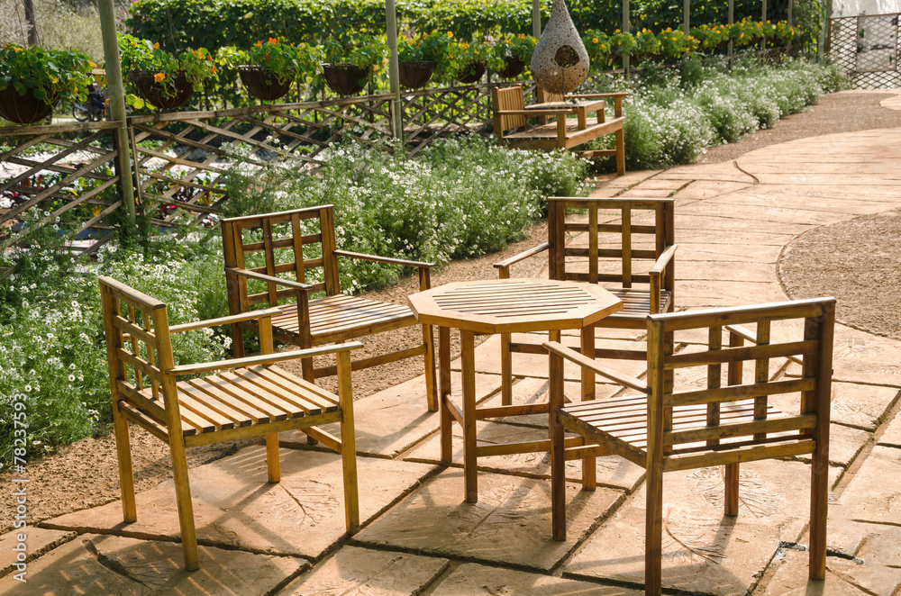 Garden furniture in relaxing garden
