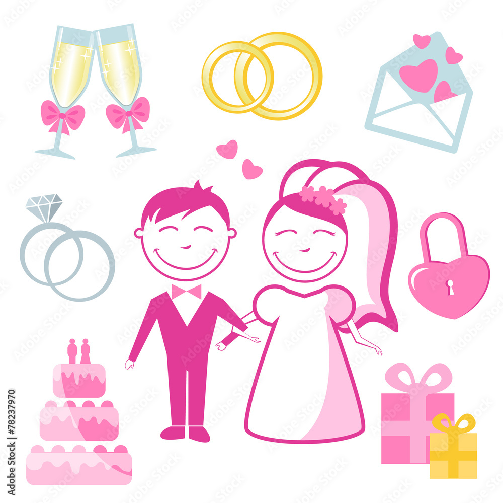 Vector set of wedding and love icons Vector set of wedding and love icons