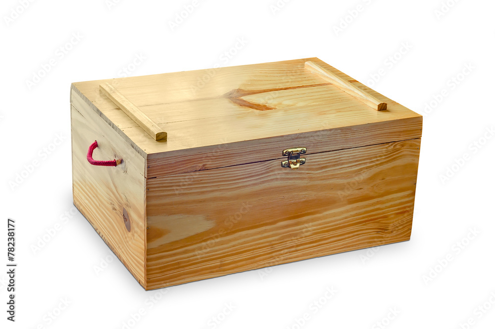 A wooden coffer isolated on a white background A wooden coffer isolated on a white background