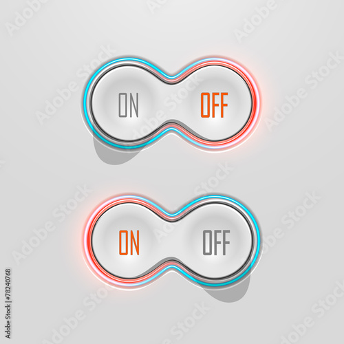 Button Switches with Backlight. On and Off. Stock Vector
