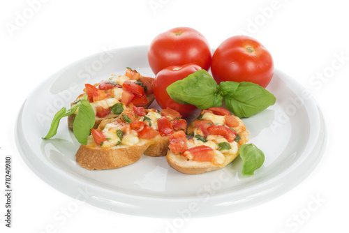 italian bruschetta with tomato and basil