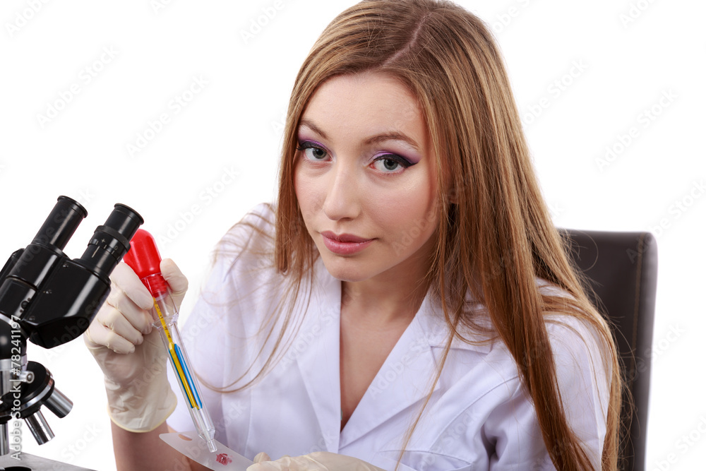 beautiful woman scientist in the lab perform various operations beautiful woman scientist in the lab perform various operations
