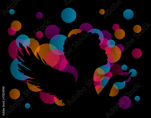 Engel Silhouette Vektor schwarz