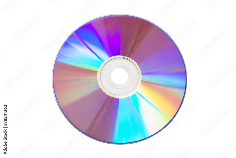 Close up of a cd or dvd, isolated on white background Close up of a cd or dvd, isolated on white background