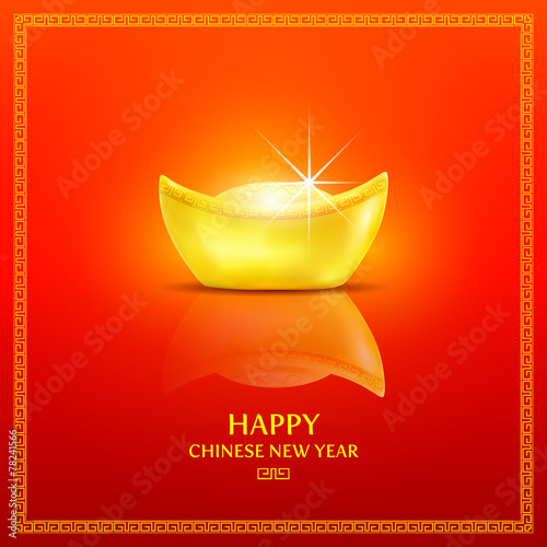Chinese gold ingot.Chinese new year background.