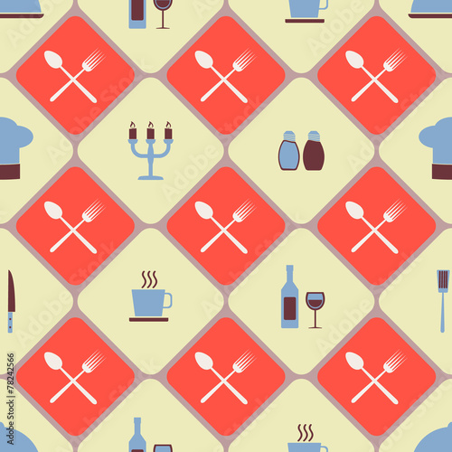 seamless background with restaurant symbols