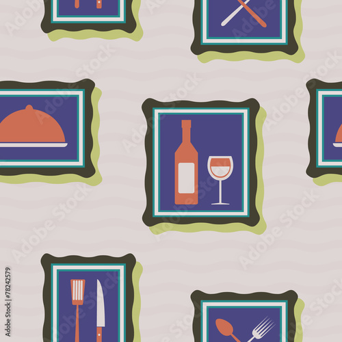 seamless background with restaurant symbols