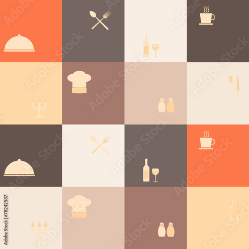 seamless background with restaurant symbols