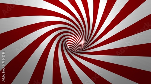 Hypnotic spiral – swirl, red and white background in 3D photo