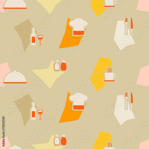 seamless background with restaurant symbols