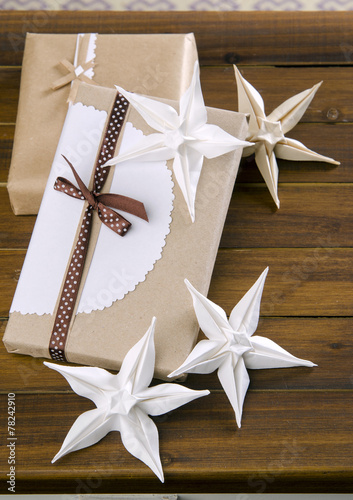 Holiday packages origami flowers