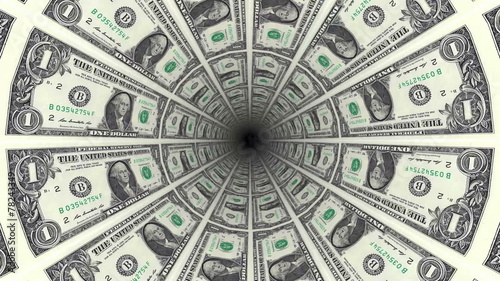Background from  american dollar banknotes in perspective view