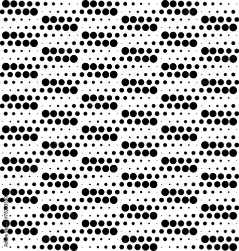 Black and white geometric seamless pattern with circle.