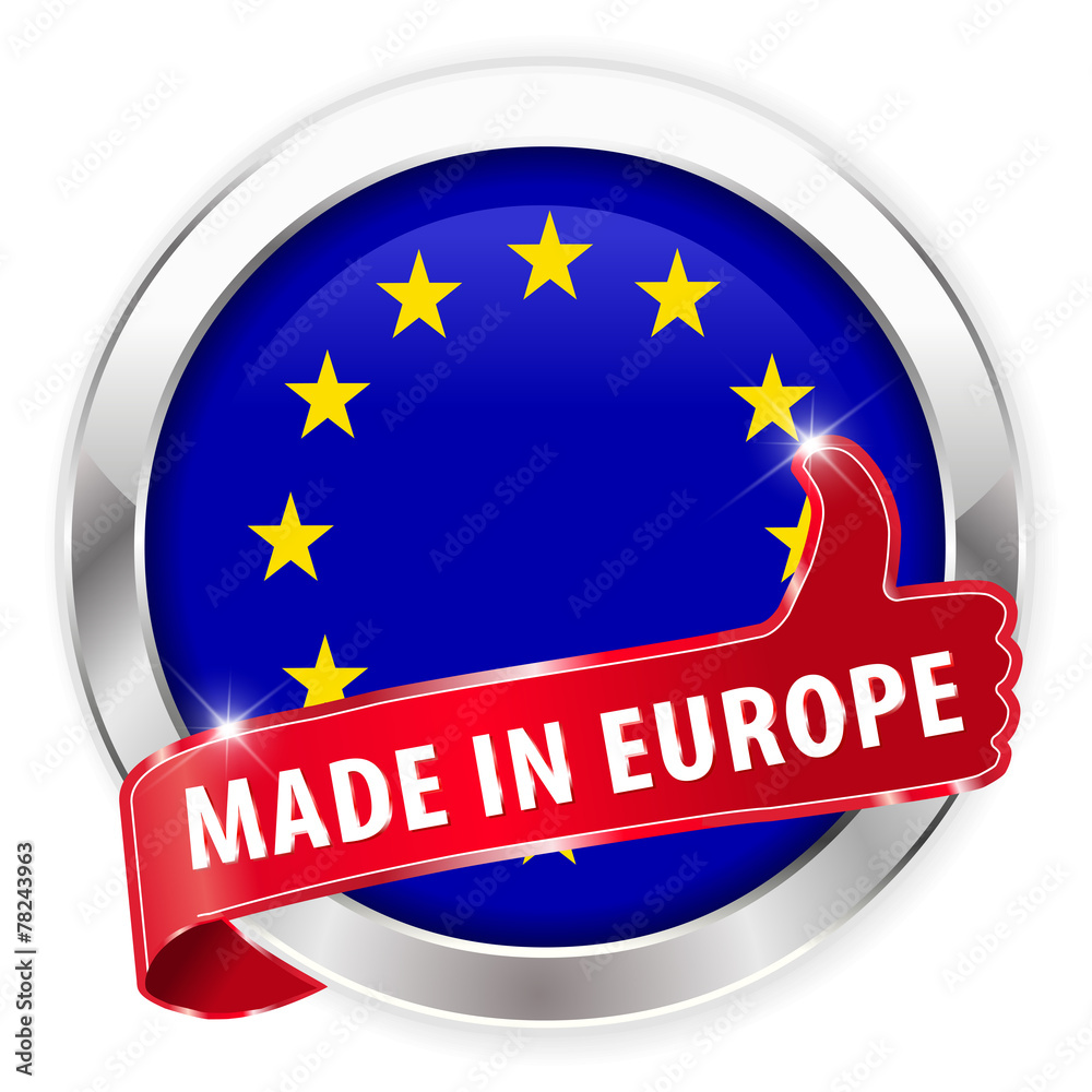 made in europe silver badge on white background made in europe silver badge on white background