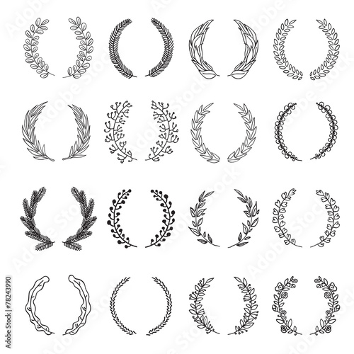 Set of vector laurel wreaths.