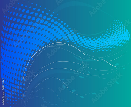 Blue wave with halftone effect background