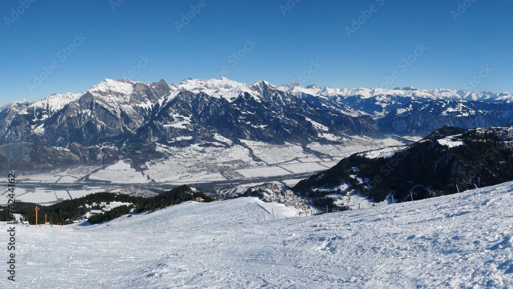 Beautiful view from the Pizol ski area, Swiss Alps