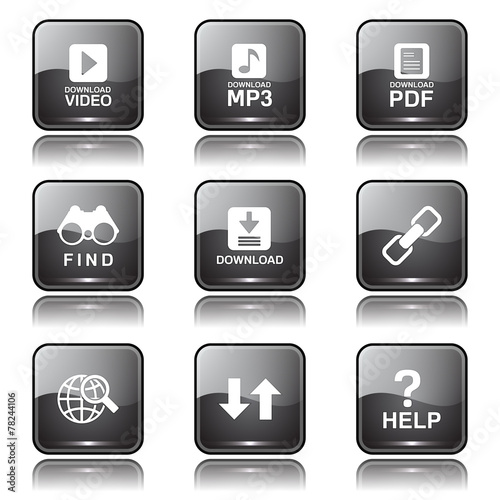 Free Download Multimedia Web Internet Square Vector Black Button Icon Design S - GFXLoad