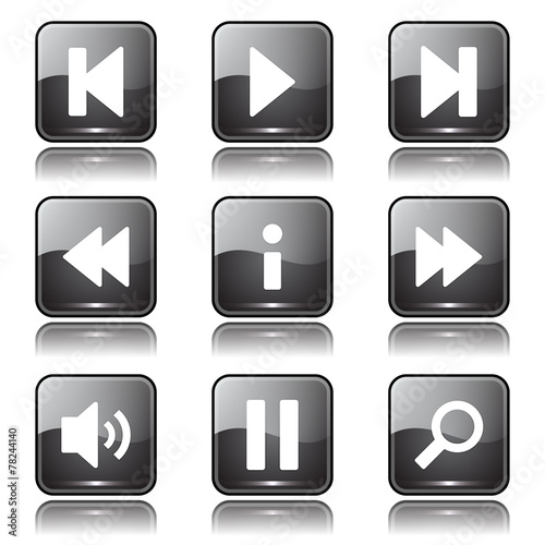 Free Download Multimedia Controller Square Vector Black Button Icon Design Set - GFXLoad