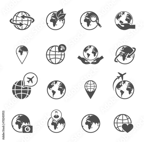 Globe earth icons set
