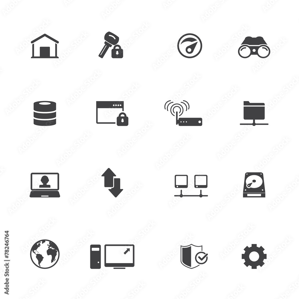 Internet and network icon set