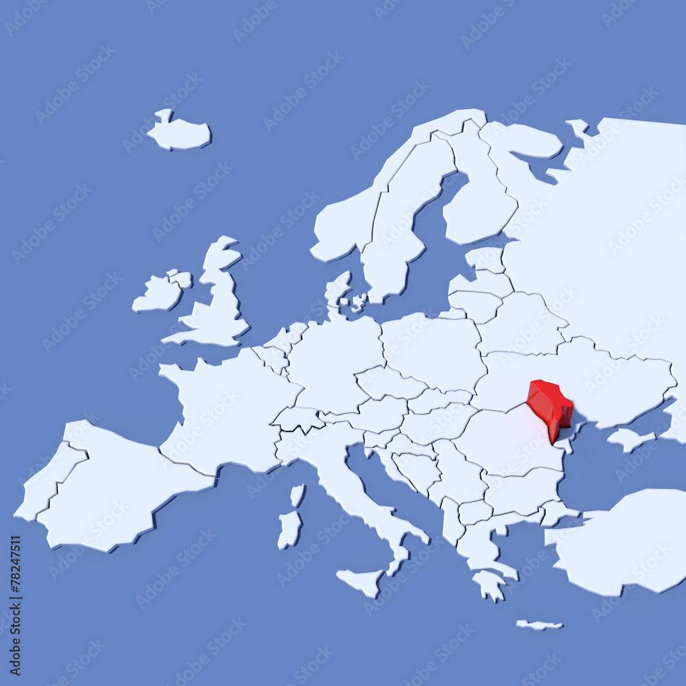 Mappa Europa 3D con indicazione Moldavia