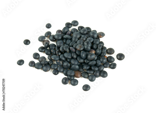 black lentils isolated on white