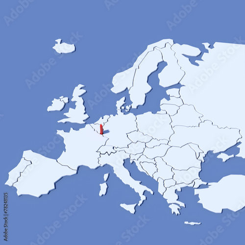 Mappa Europa 3D con indicazione Lussemburgo