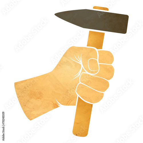 hand holding a hammer