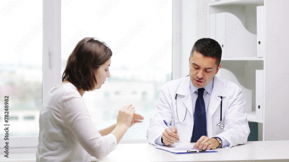 doctor and young woman meeting at hospital doctor and young woman meeting at hospital