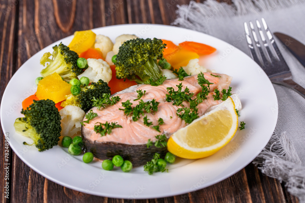 Steamed salmon Steamed salmon